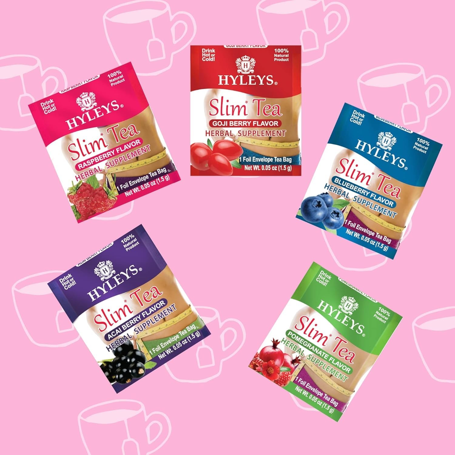 Hyleys Slim Tea Variety Pack – 6 Flavors Including 5 Flavor Assortment Pomegr…