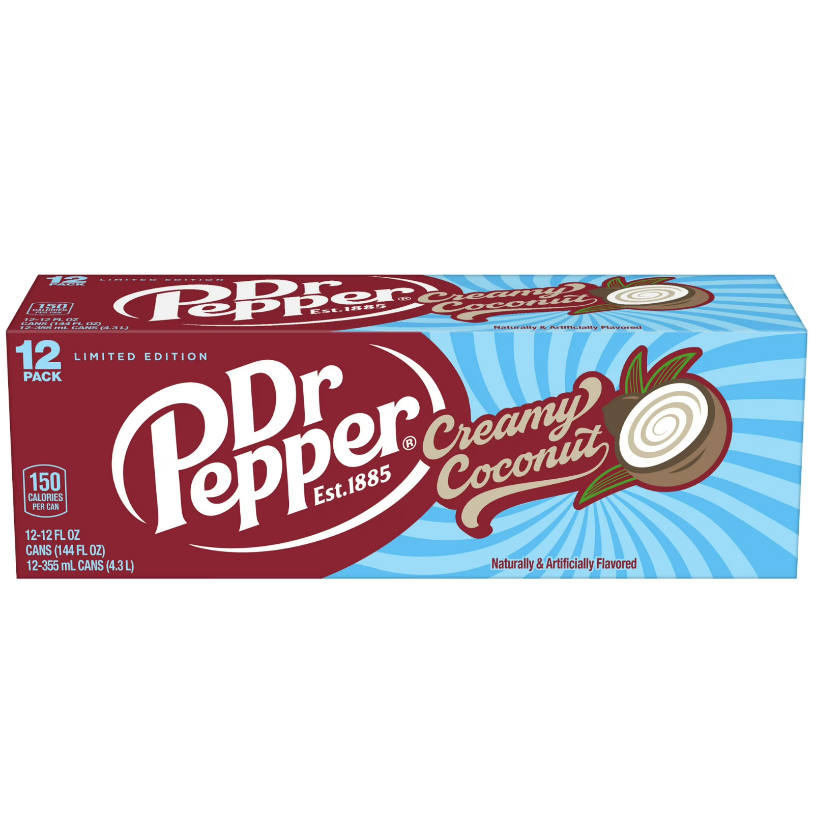 Dr Pepper Creamy Coconut Soda Pop, 12 Fl Oz, 12 Pack Cans Free Shipping