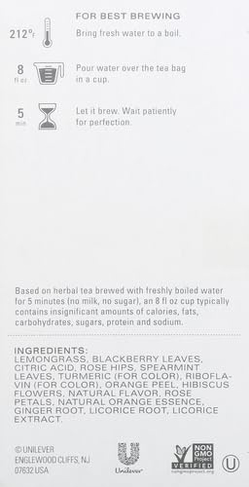 TAZO Wild Sweet Orange Tea Bags, Unsweetened Herbal Tea, Caffeine-Free, 20 Total
