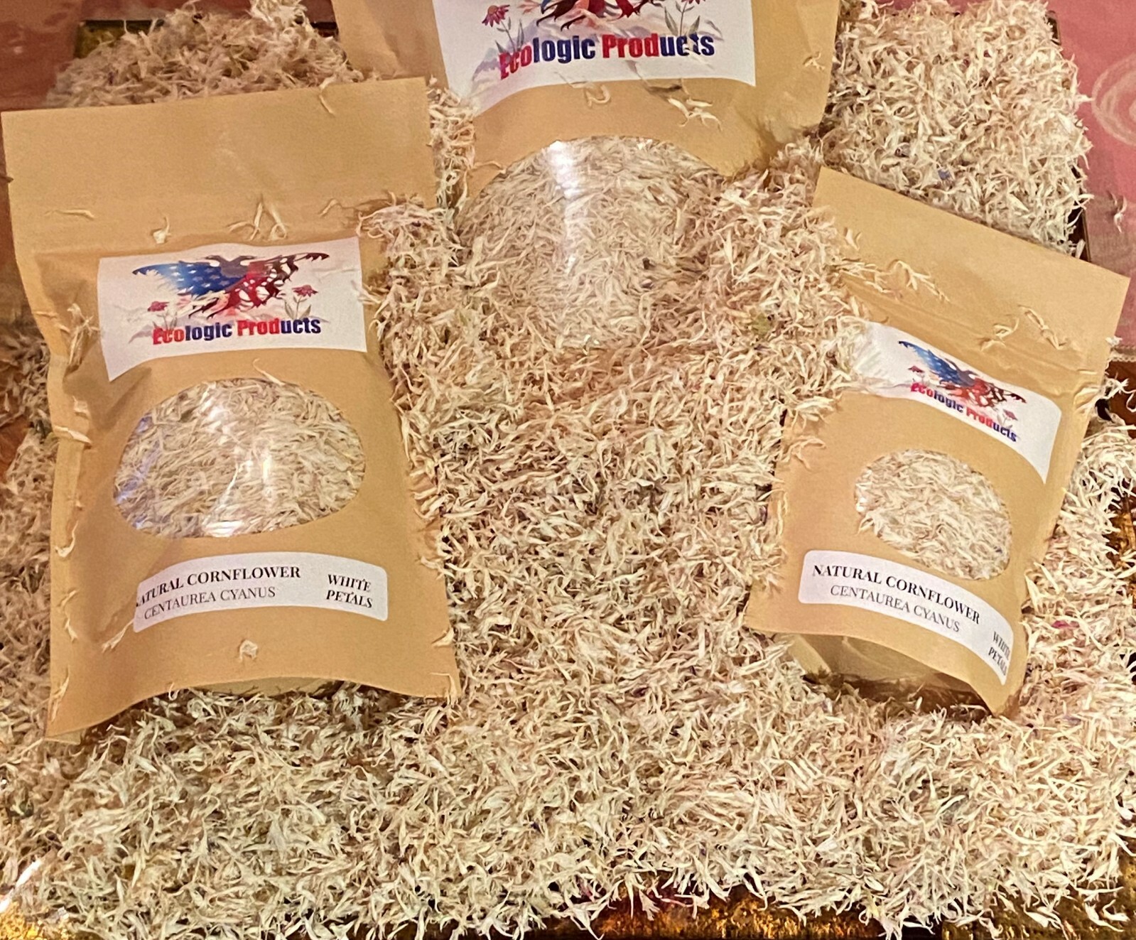 Cornflower Petals, White, Red, Purple, Blue European Natural 1-16 oz. Free Ship.