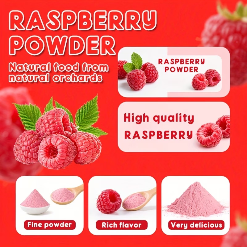 8Oz (227G) of Raspberry Powder with No Added Sugars Or Additives Vegan