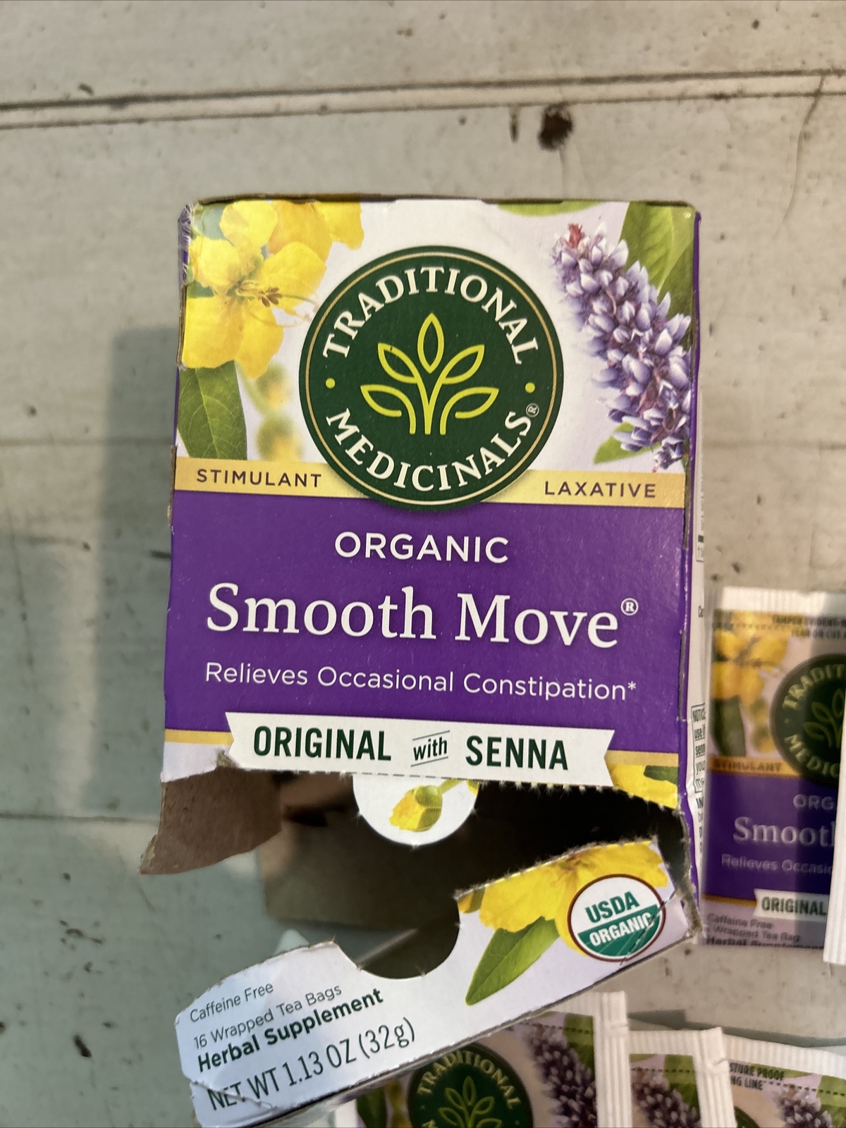 Organic Smooth Move Tea 16 bags By Traditional Medicinals, exp 02/2027