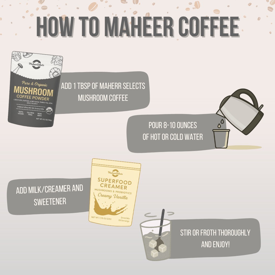 MaheerSelects Mushroom Coffee 30 Serving Withbox Complete Coffee Set 100% REAL
