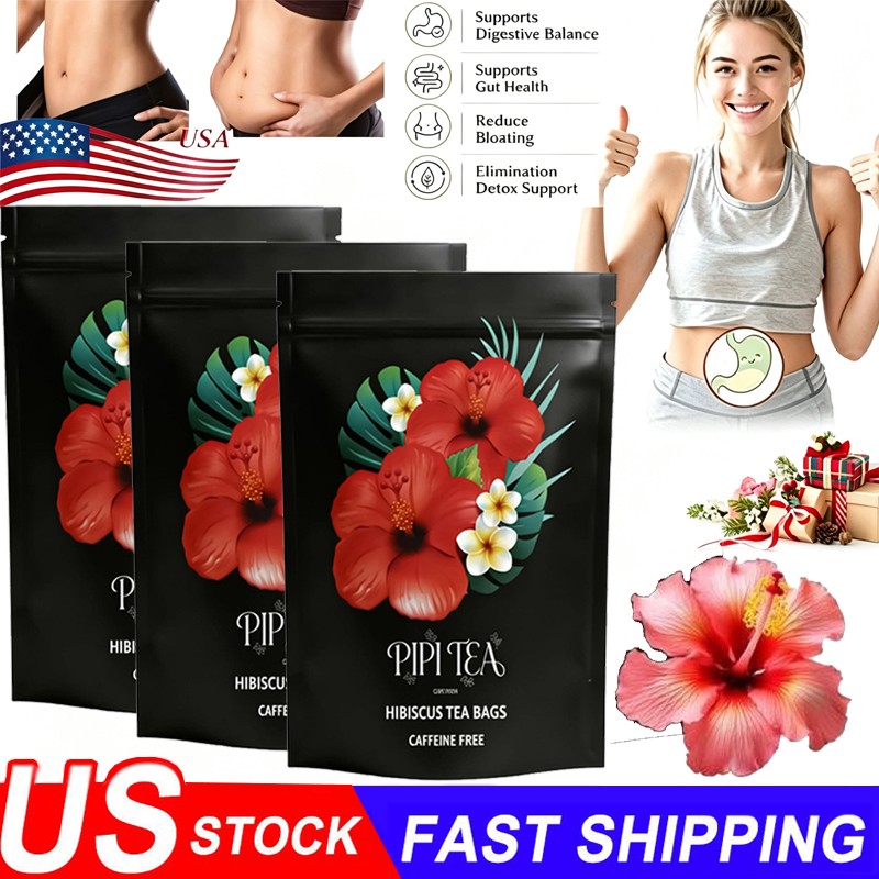 5X PiPi Tea Organic Hibiscus Tea Bags – Caffeine Free Herbal Tea Rich in Antioxi