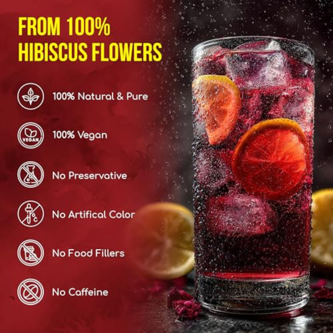 , Premium 140 Hibiscus Flowers Tea Bags, 100% Natural, Handmade & Pure from Hibi