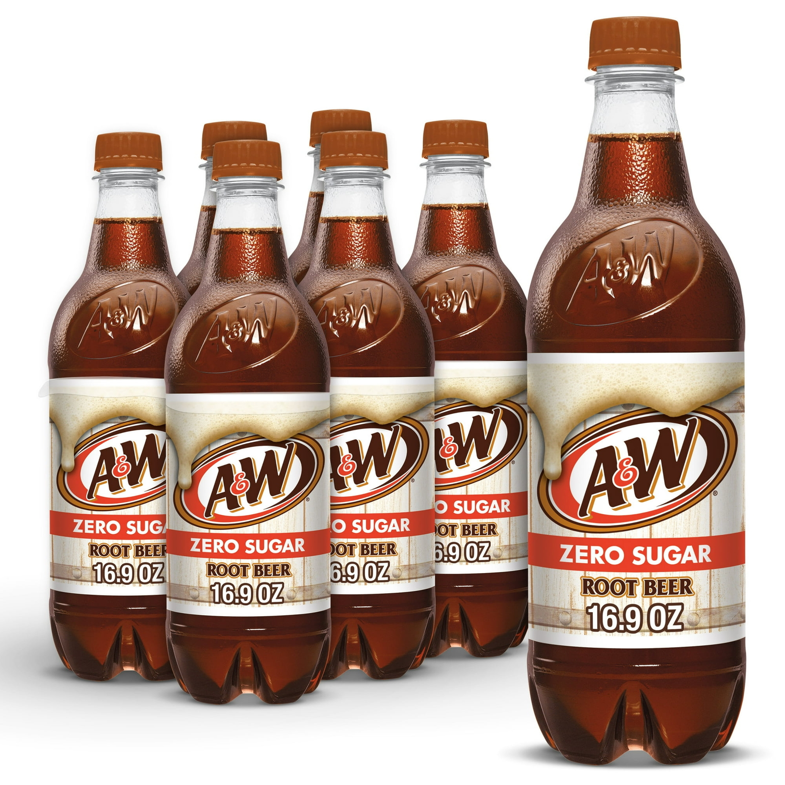 A&W Zero Sugar Root Beer Soda Pop, 16.9 fl oz, 6 Pack Bottles Fast Shipping!!!!!