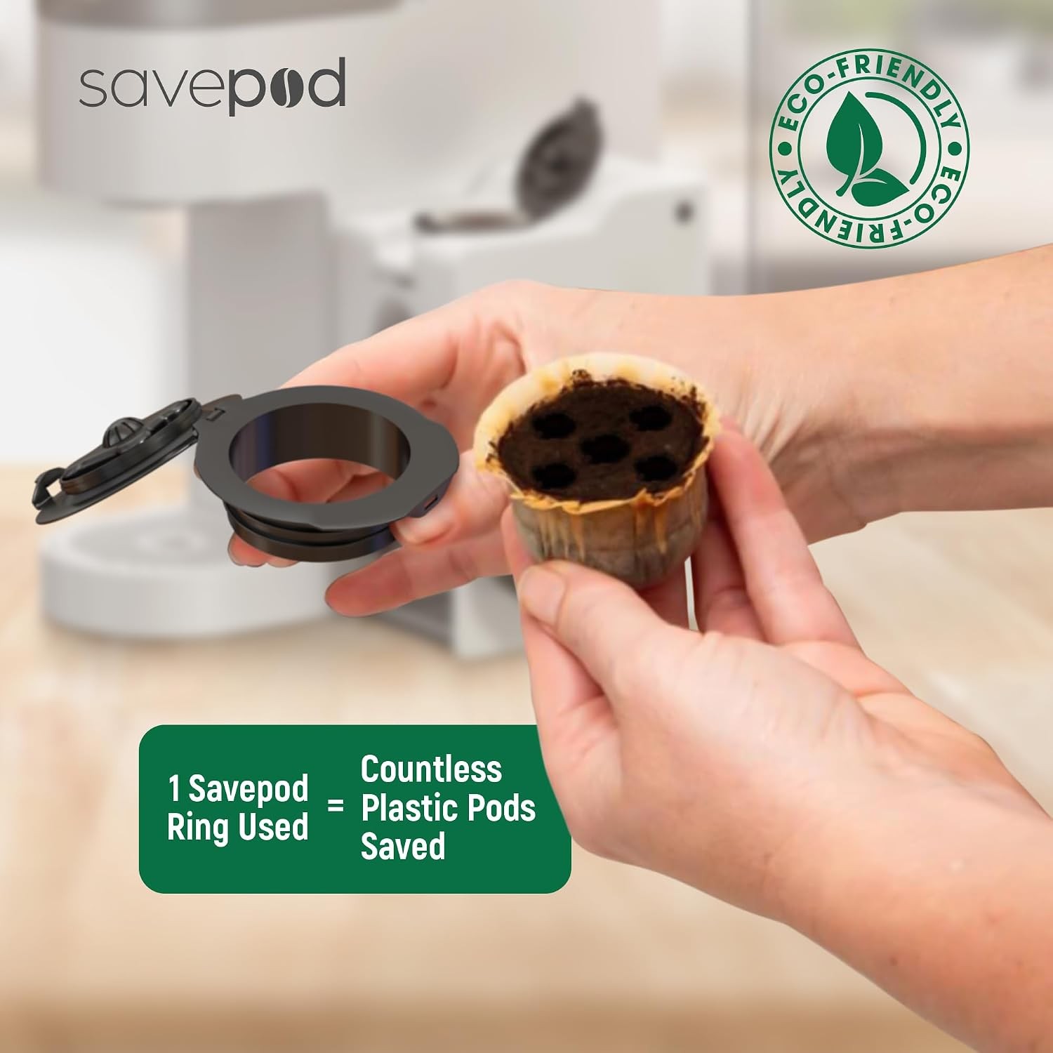 SavePod Universal Ring for Reusable Coffee Pods, 1 Pack, Black | Compatible with