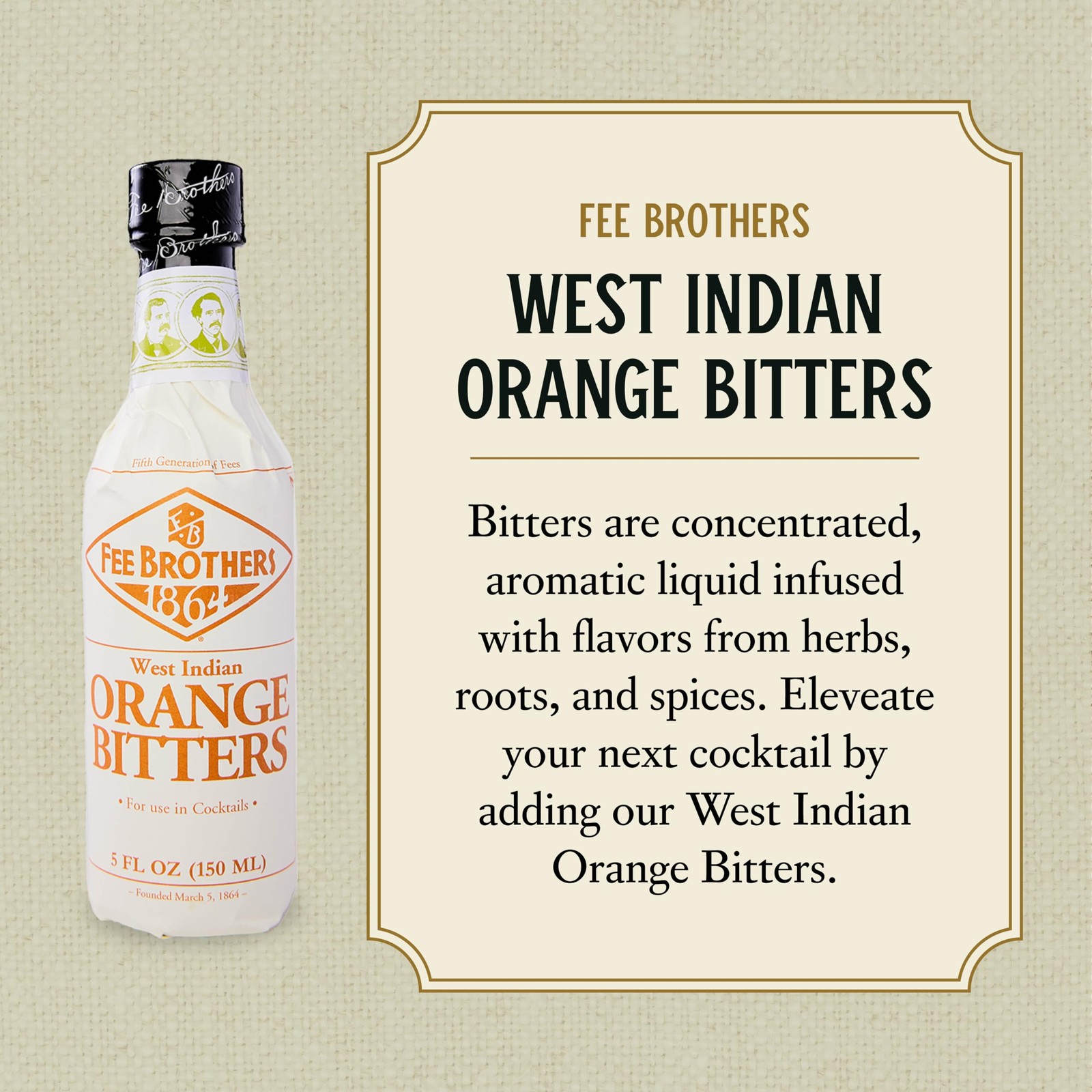 Fee Brothers West Indian Orange Cocktail Bitters Aromatic Cocktail Mixer, 5 oz