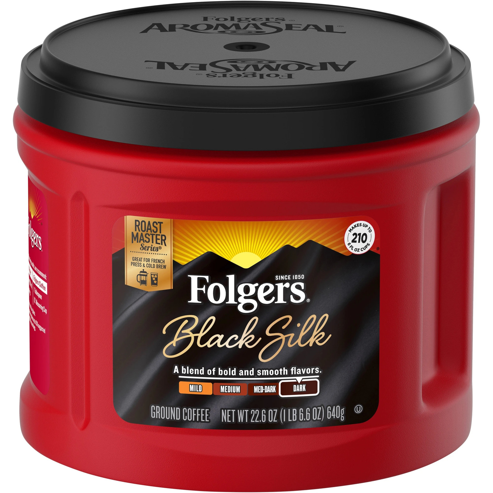 Folgers Ground Black Silk Dark Ground Coffee, Dark – 22.6 oz – 1 Each