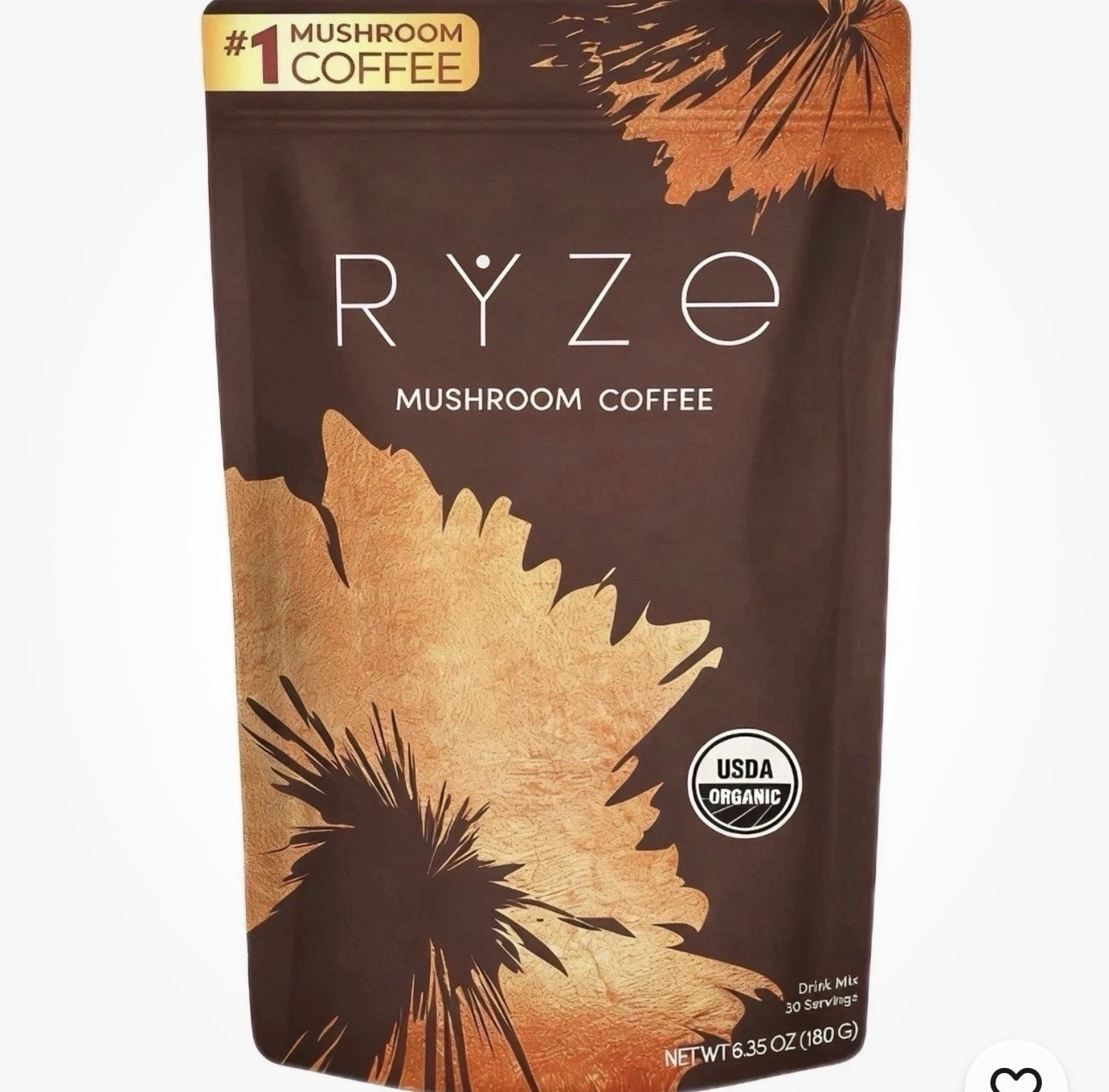 RYZE Mushroom Coffee Drink Mix, USDA Organic, 4-Pack 30 Servings 6.35 oz