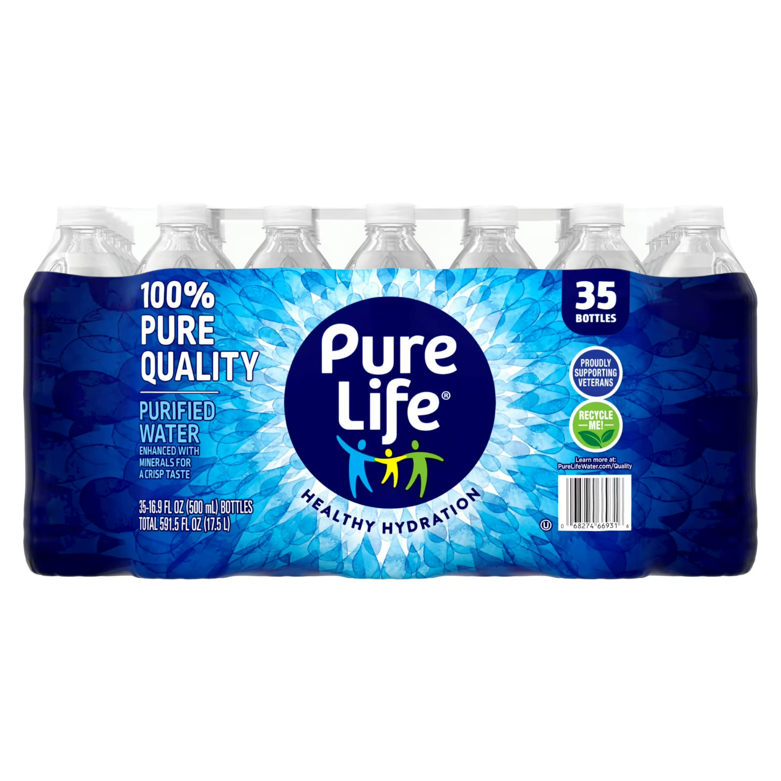 Pure Life Purified Water, 16.9 Fl Oz, 35-Pack Plastic Bottles