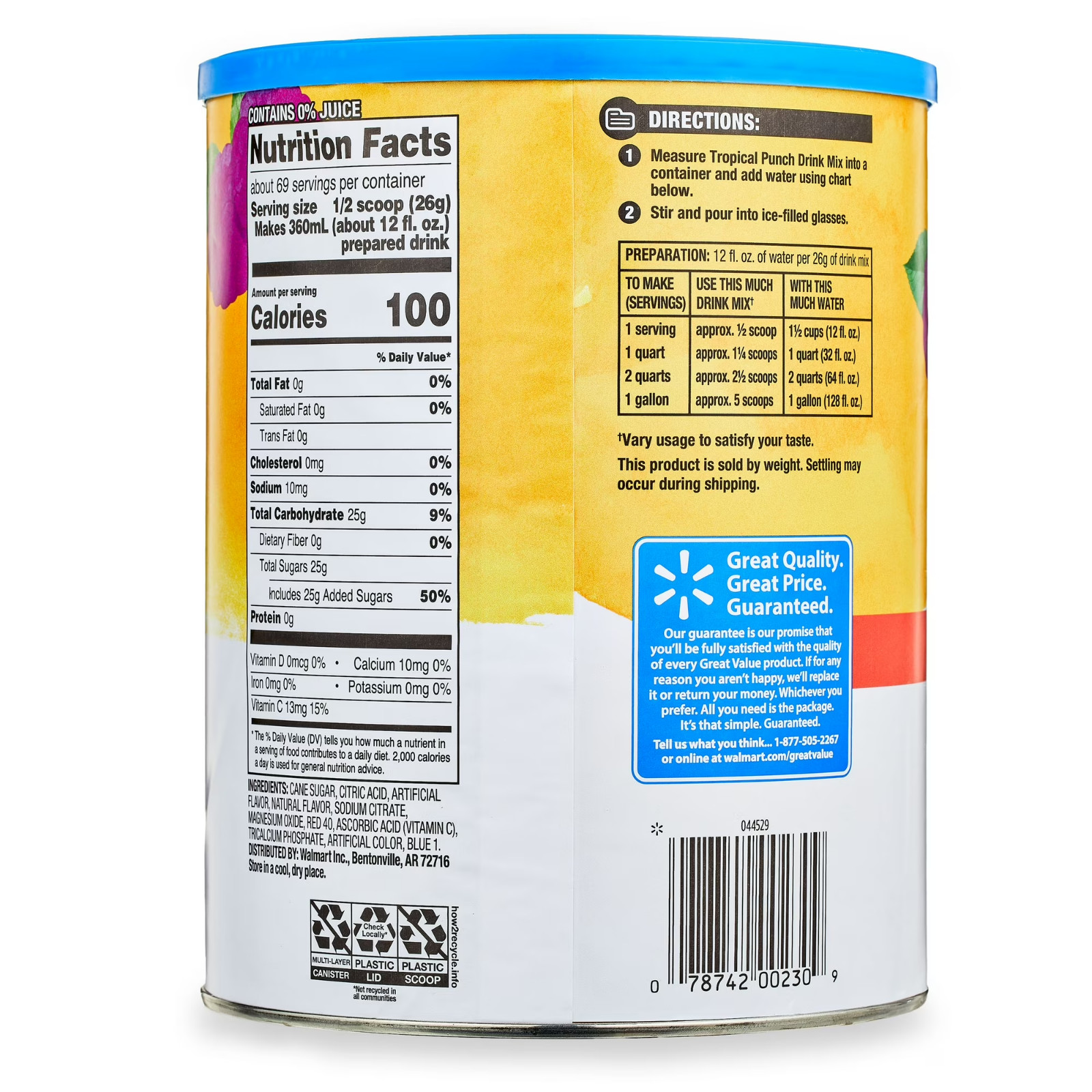 Great Value Tropical Punch, 26 Quart