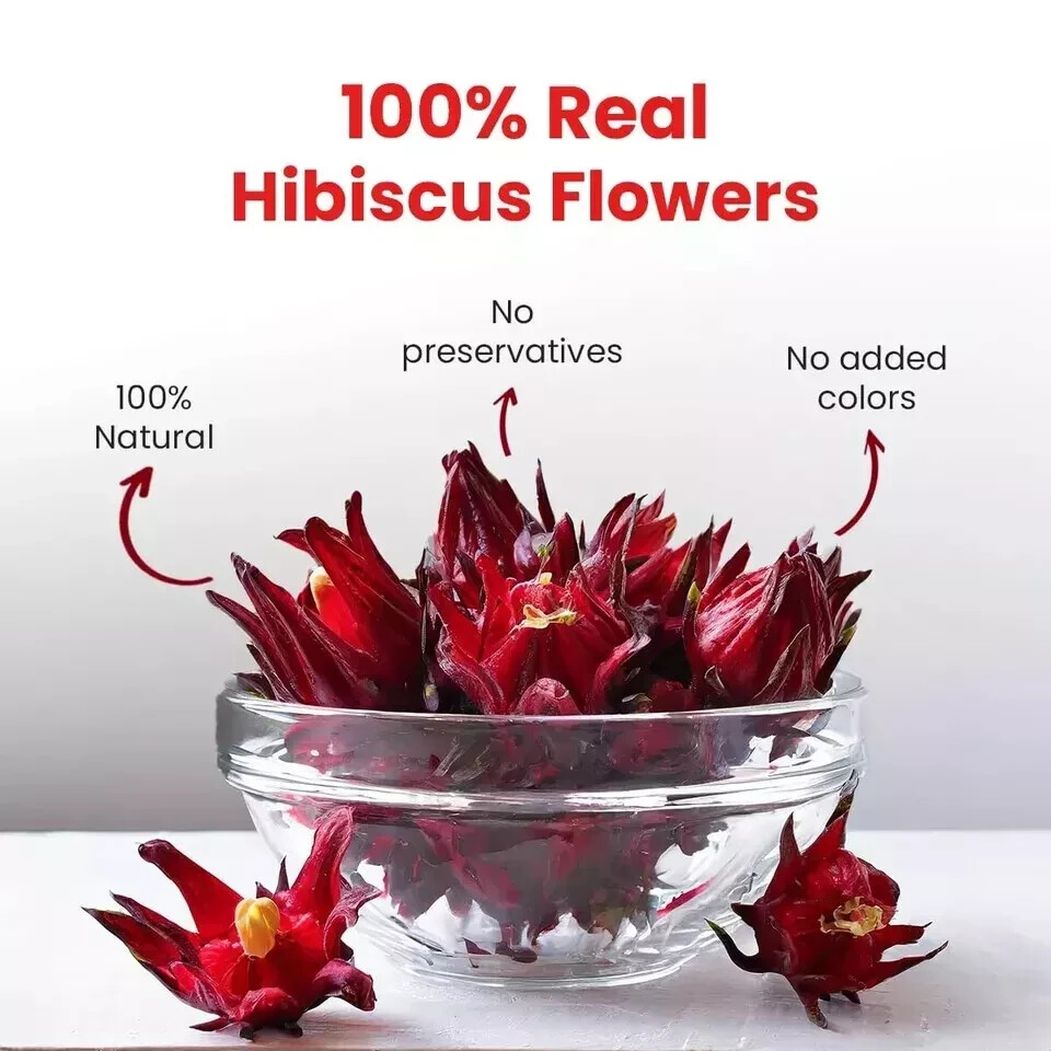 Dried Hibiscus Flowers Cut & Sifted, Flor de Jamaica, Hibiscus Tea Jamaica 100g