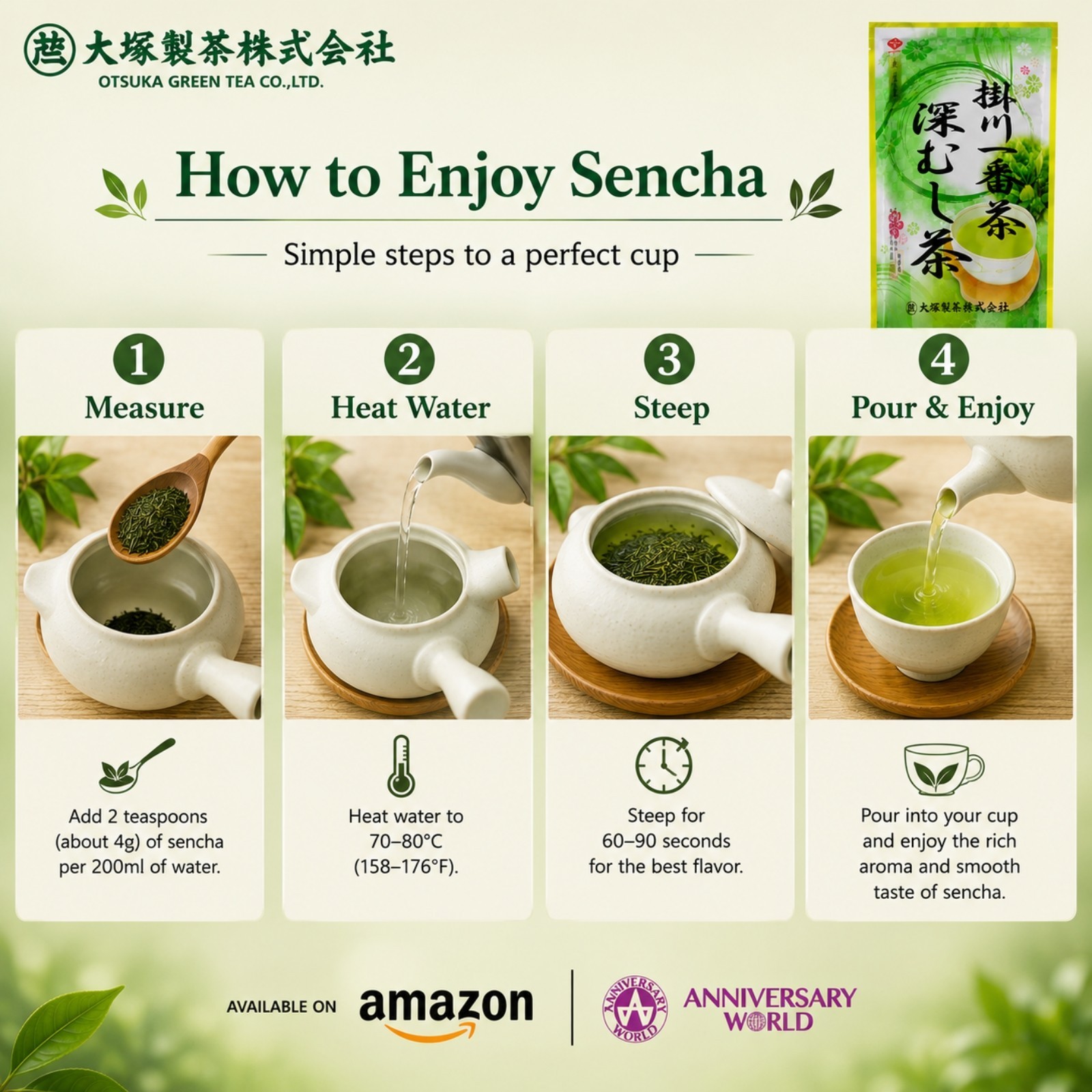 [900g 3 Packs] Otsuka Green Tea Deep-Steamed Japanese Sencha – Premium Green Tea
