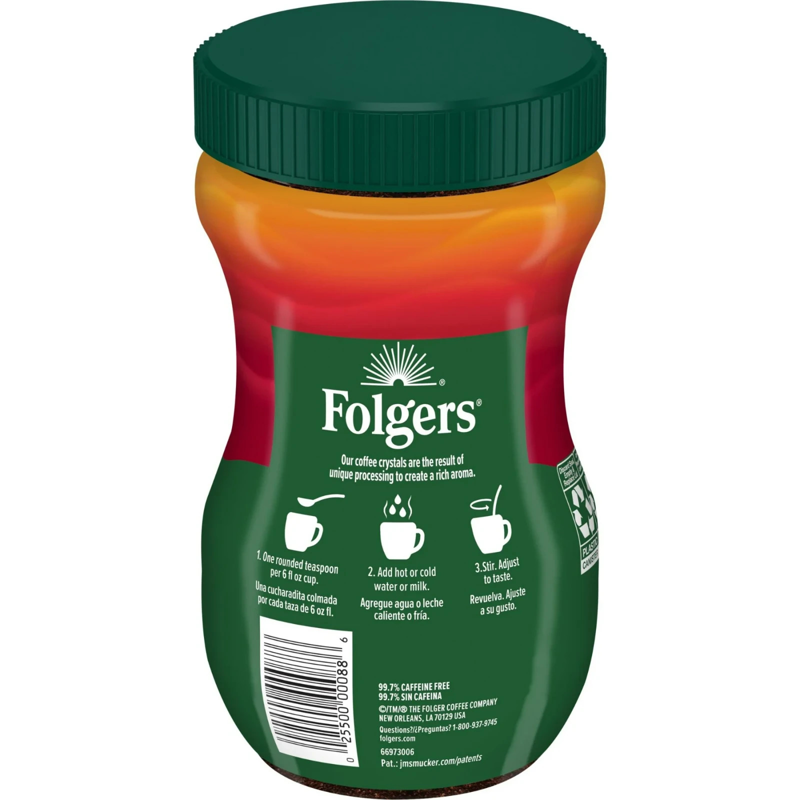 Folgers Classic Decaf Instant Coffee, 8 oz Jar (FRESH)