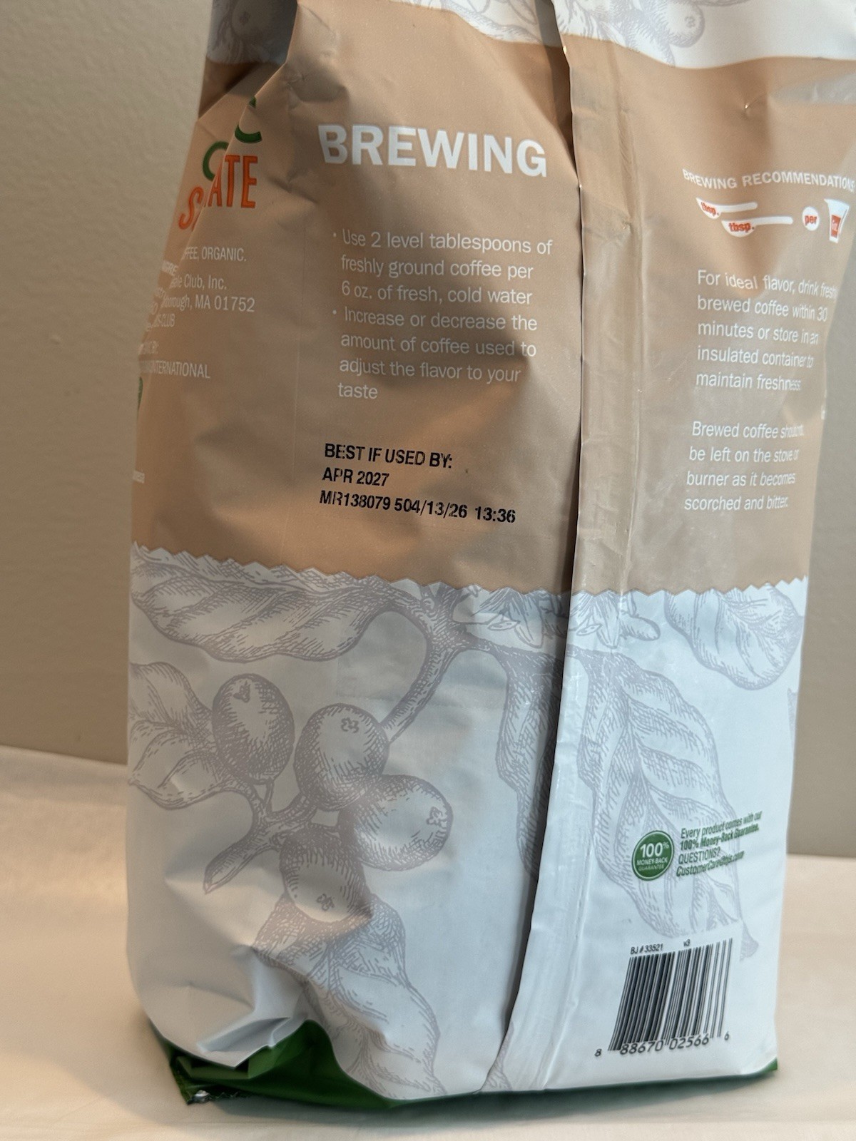 Wellsley Farms Organic Sumatra Estate Whole Bean Coffee 40 oz New Free Shipping