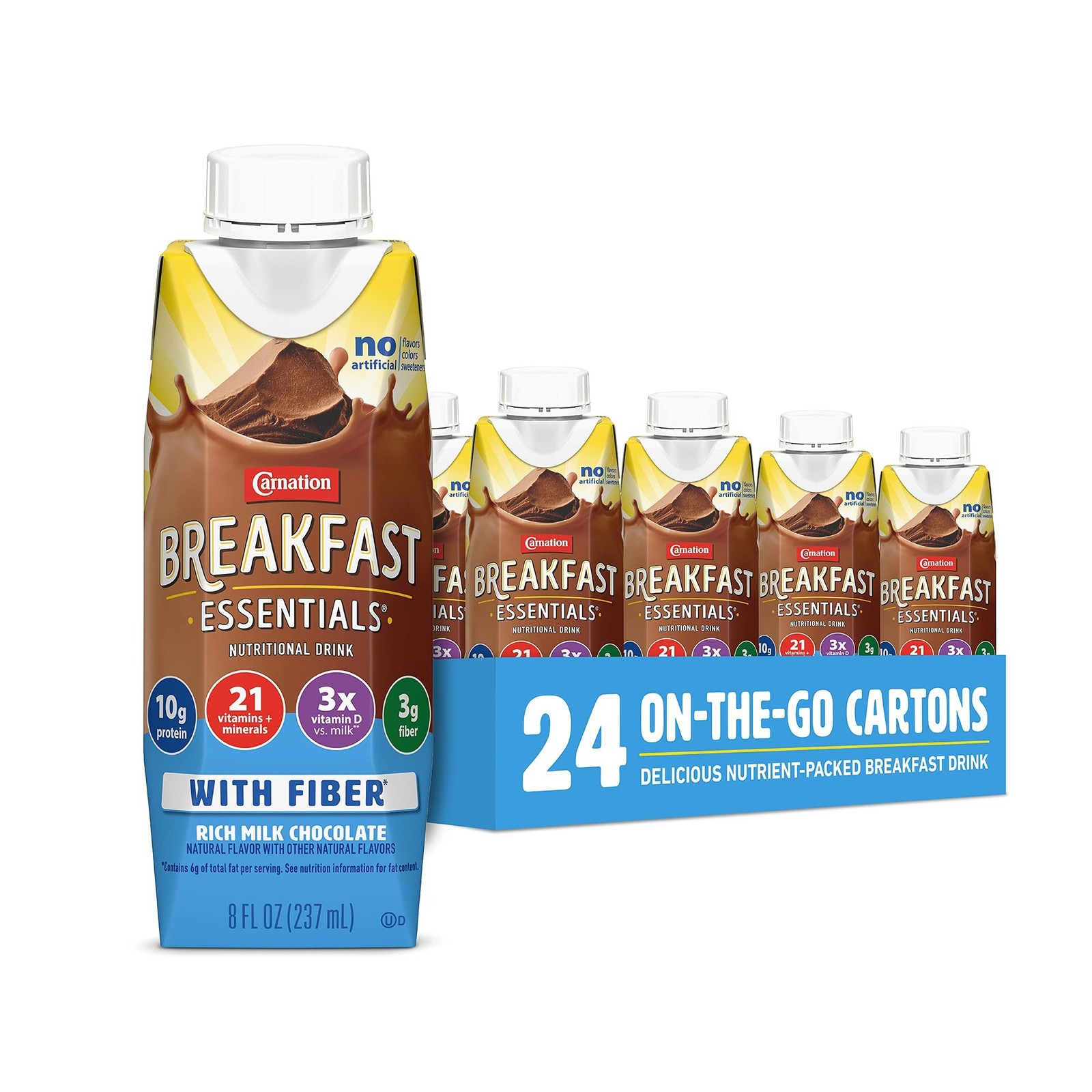 Carnation Breakfast Essentials Ready to Drink with Fiber Rich Milk Chocolate,…