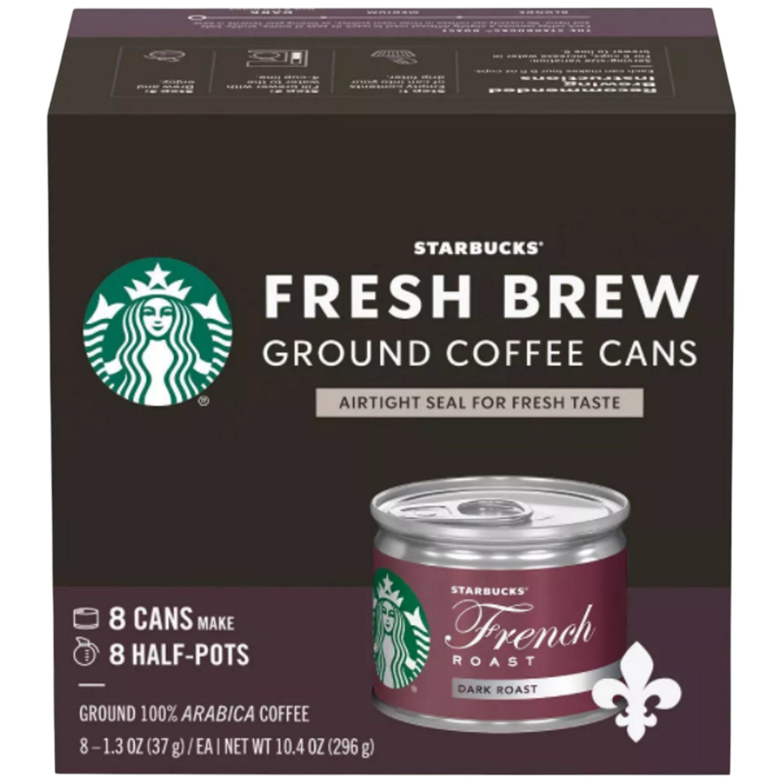 Starbucks French Roast Dark Roast Ground Coffee Cans, 8 x 1.3oz.