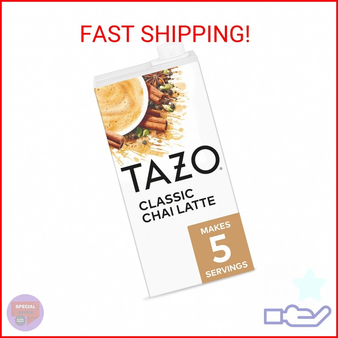 TAZO Classic Chai Latte, Black Tea Concentrate, Easy-to-Serve Caffeinated Chai T
