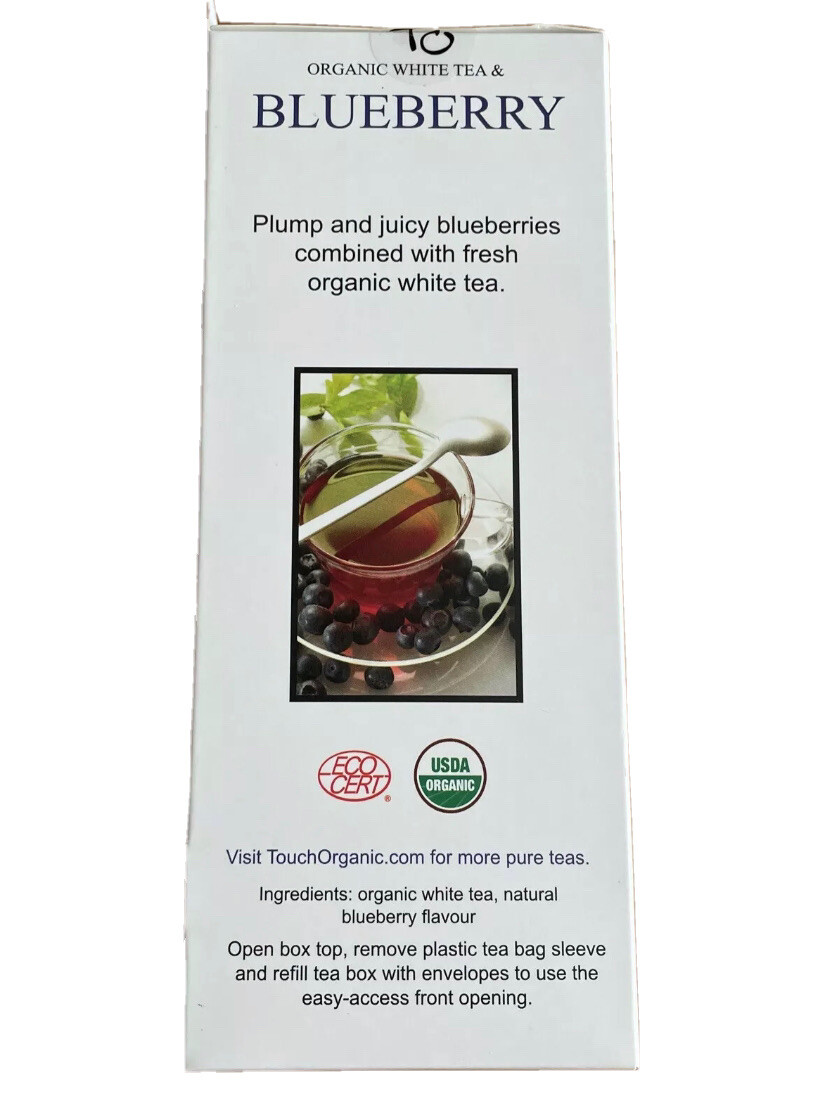 Touch Organic BLUEBERRY WHITE Tea Bags, 40 Bags, 2.5 oz