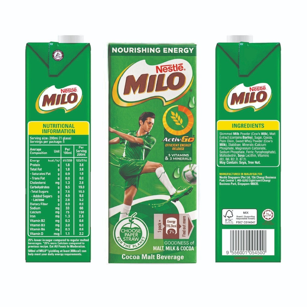 6 Pack Nestle Milo Ready To Drink Chocolate Malt Beverage 180ml Energy Drink