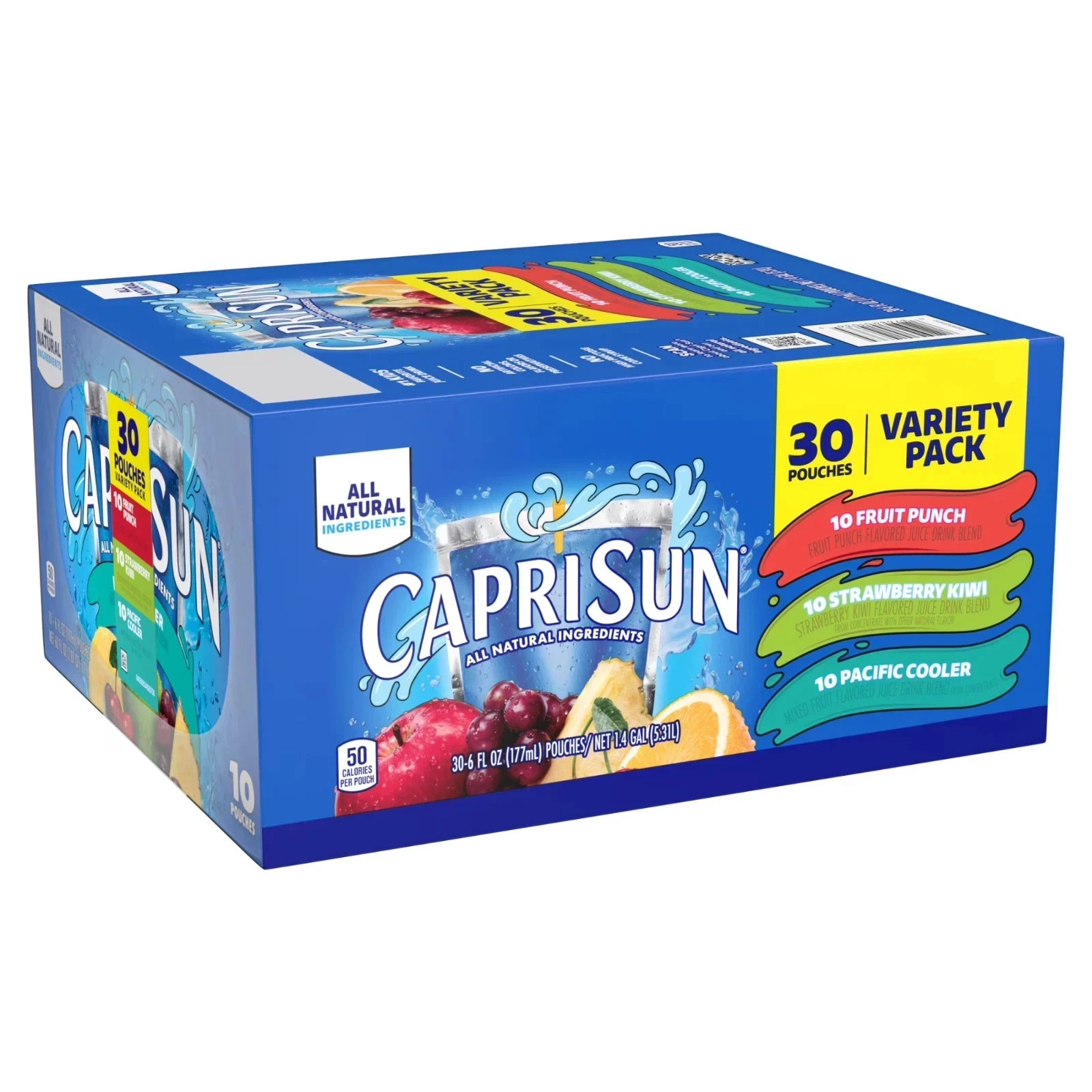 Capri Sun Fruit Punch, Strawberry Kiwi & Pacific Cooler Juice 30 ct Box, 6 fl oz