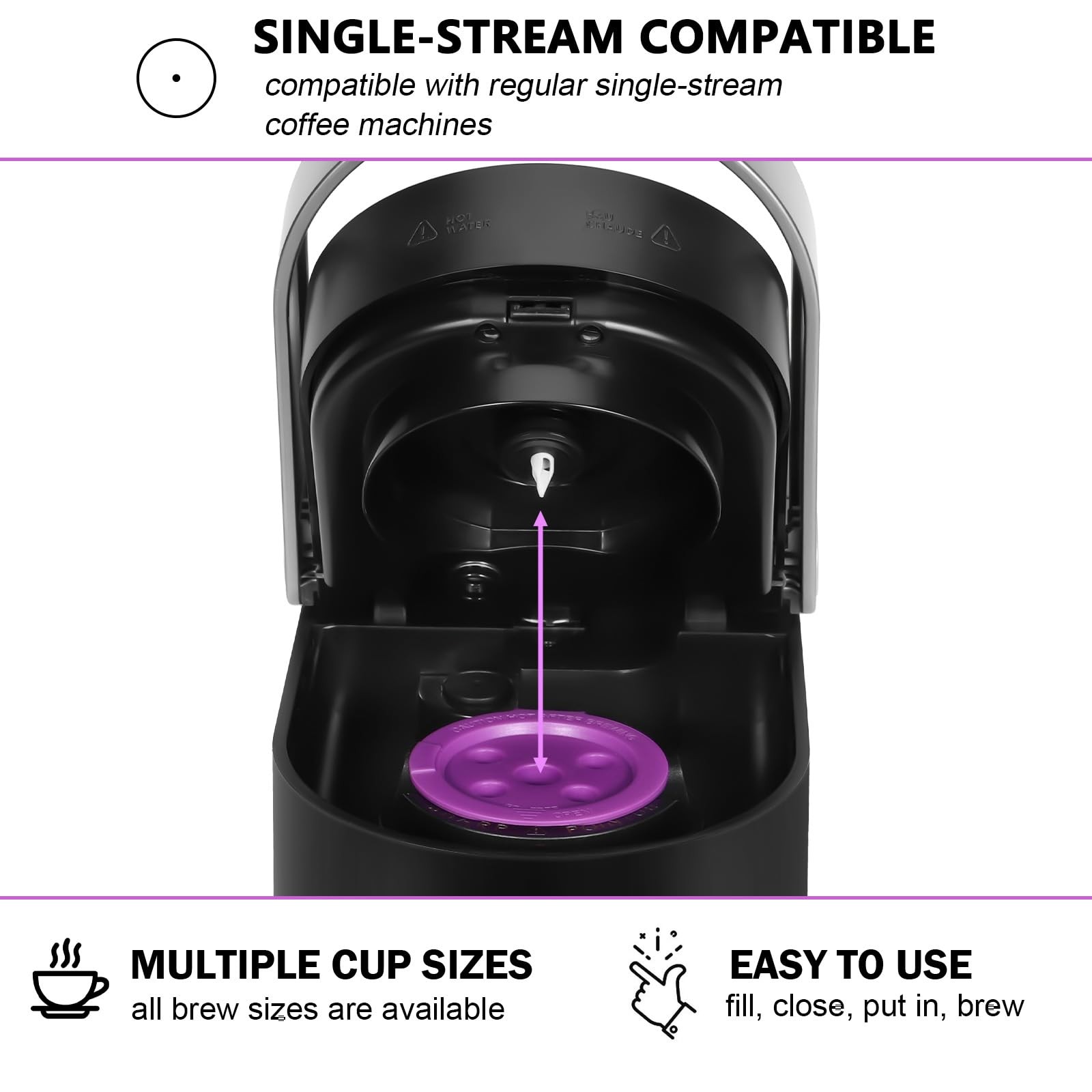 Universal 5-Hole Refillable Coffee Pods for K-Cups | Reusable five-hole, Pink