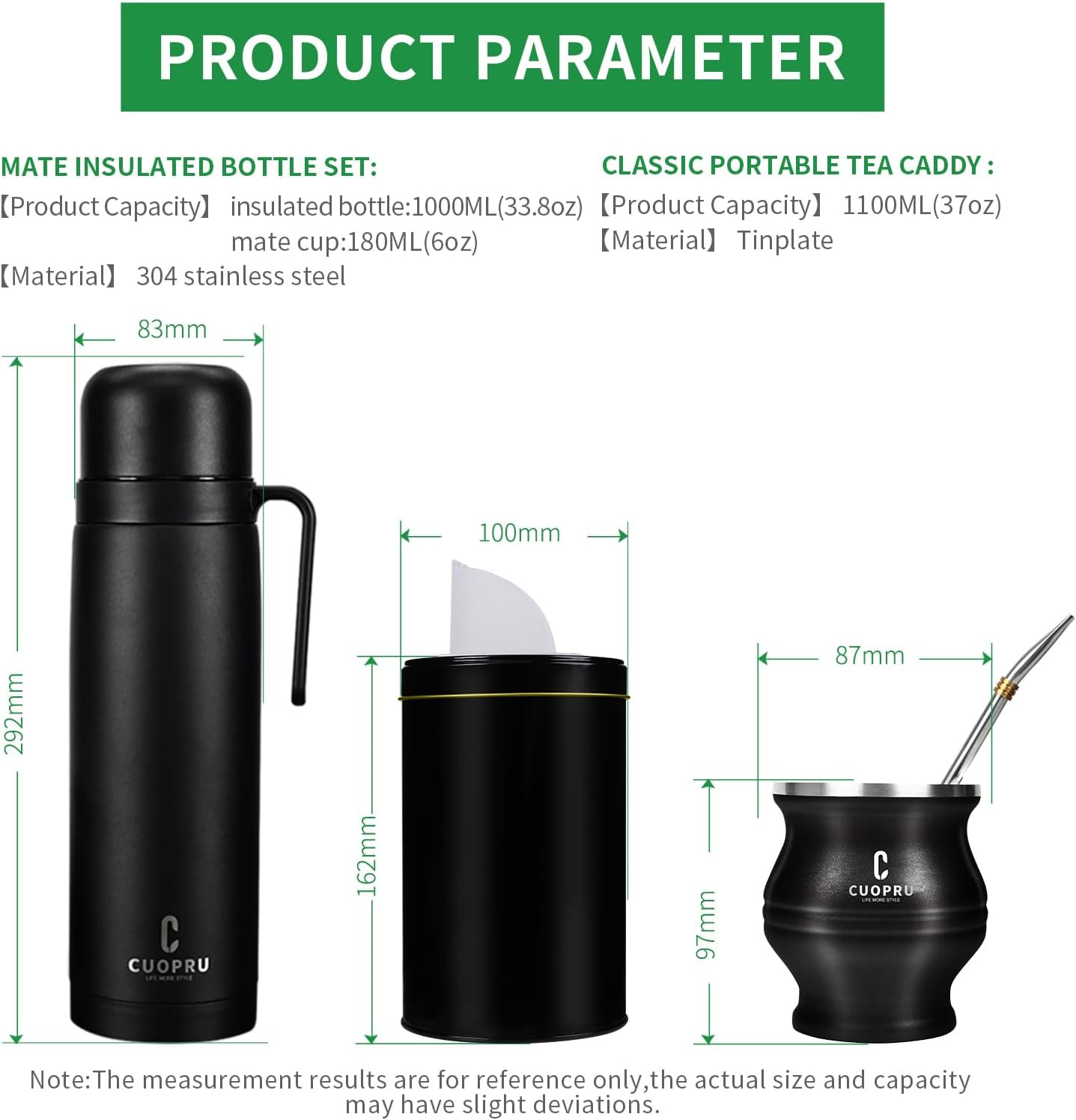 Complete Mate Kit- Modern Mate Gourd, Matero, Yerbero, Thermal Flask, Bombilla a
