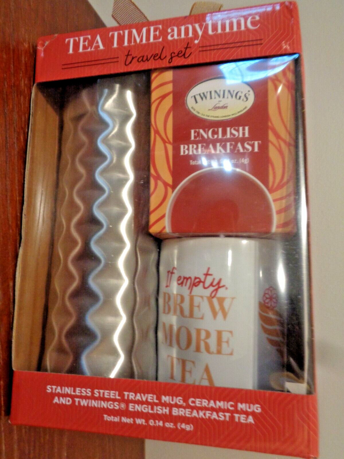 Twinings Tea Time Anytime Travel Set Stainless Steel Tumbler Ceramic Mug Tea