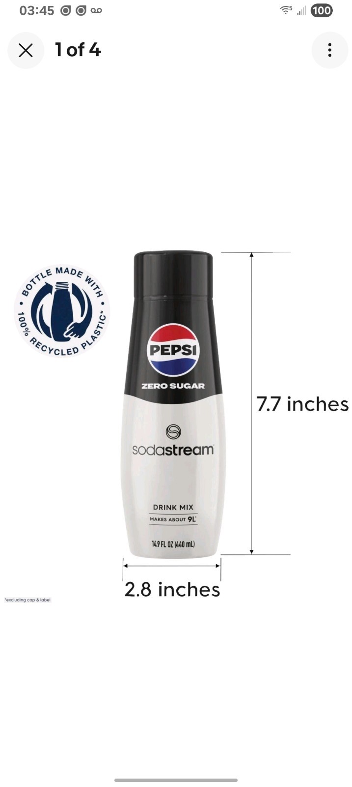 Sodastream Pepsi Zero Sugar Beverage Mix 14.9 oz Soda Stream Exp: 07/21/26