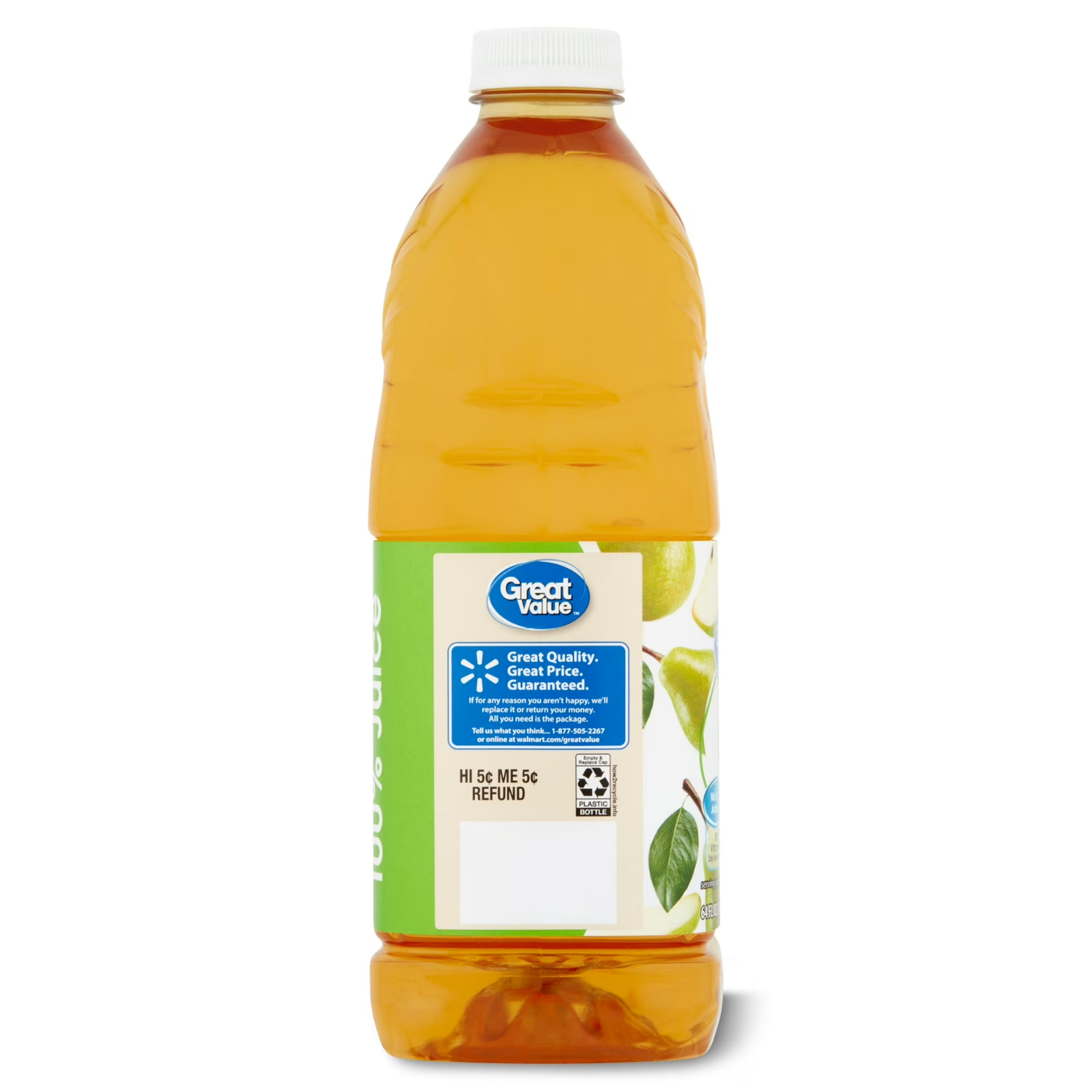 (3 pack) Great Value Pear 100% Juice, 64 fl oz (Shelf Stable)