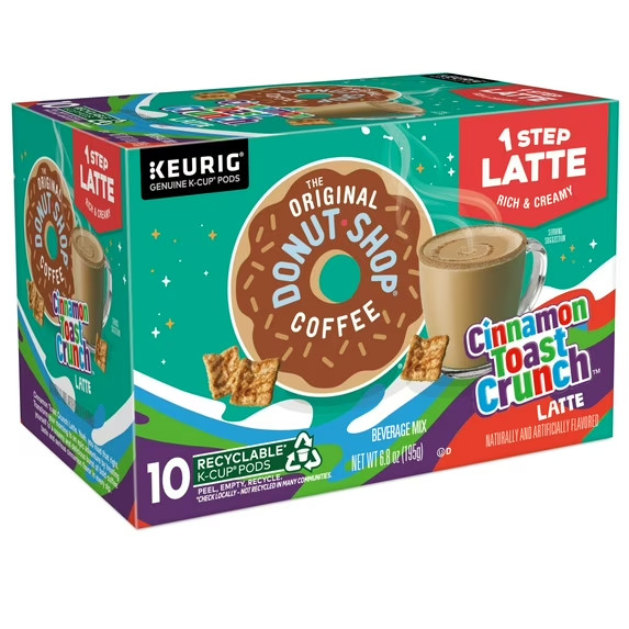 The Original Donut Shop, One Step Cinnamon Toast Crunch Latte K-Cup Coffee Pods