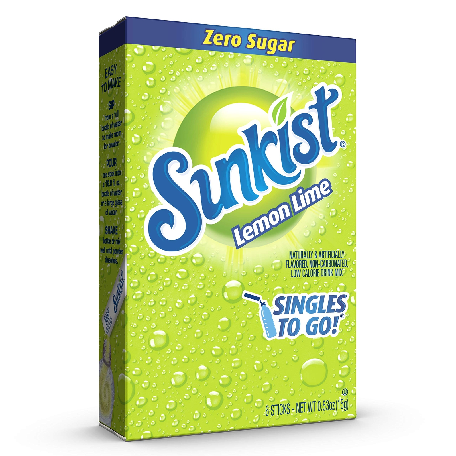 Sunkist Singles To Go Drink Mix Zero Sugar 12 Box Pack 72 Servings