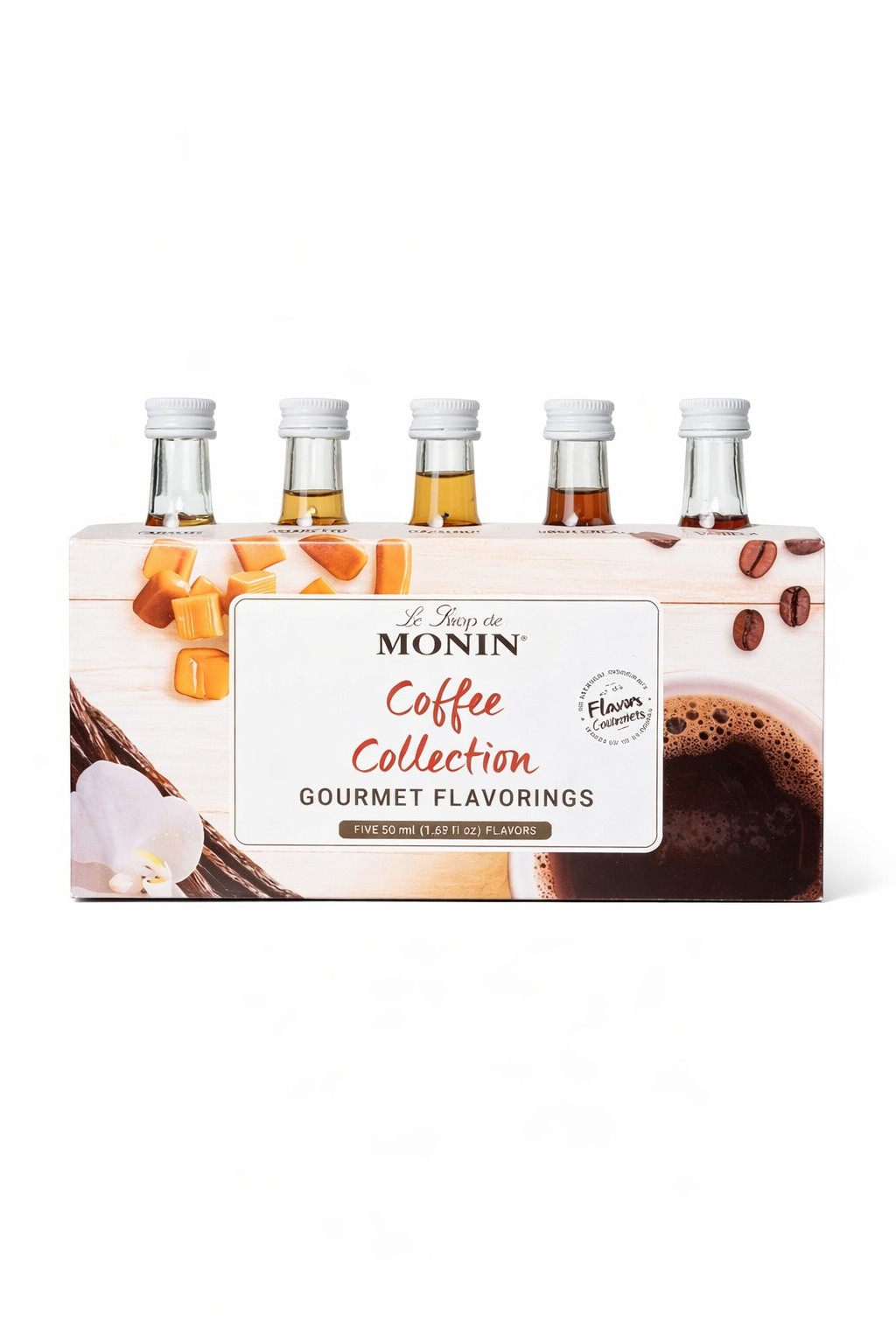 Monin Coffee Collection Syrup Set 5x50ml Gourmet Flavorings Mini Bottles
