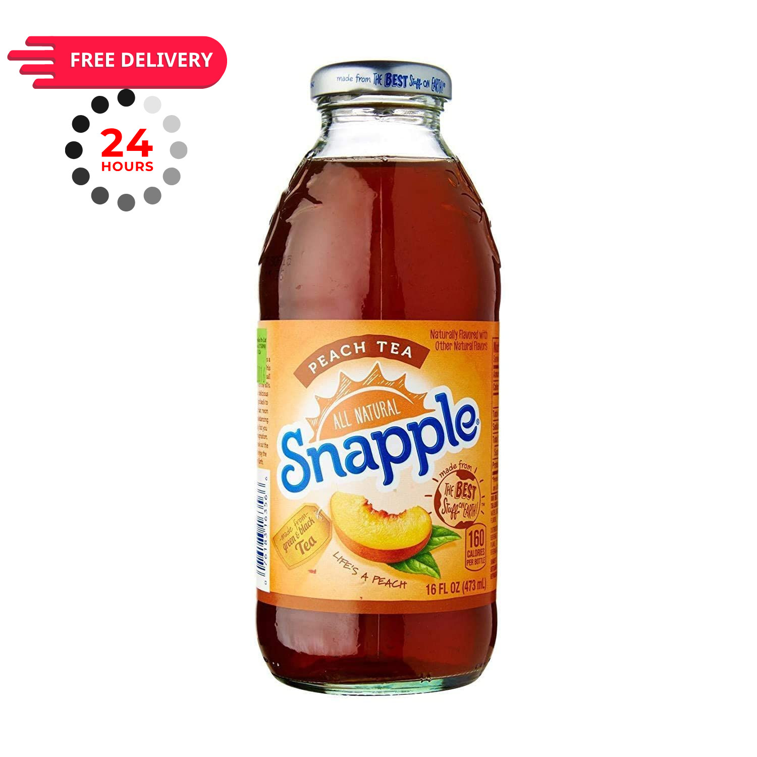 Snapple Peach Tea, 16 fl oz recycled plastic bottle 16 Fl Oz (Pack of 1)