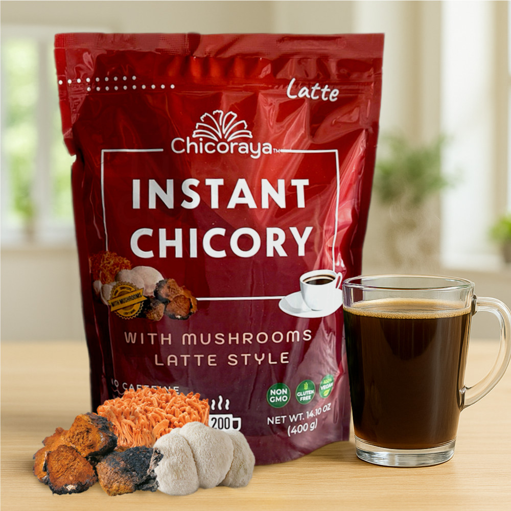 Mushroom Latte Mix – Chicory, Lion’s Mane, Cordyceps – Vegan, No Caffeine 14.1oz