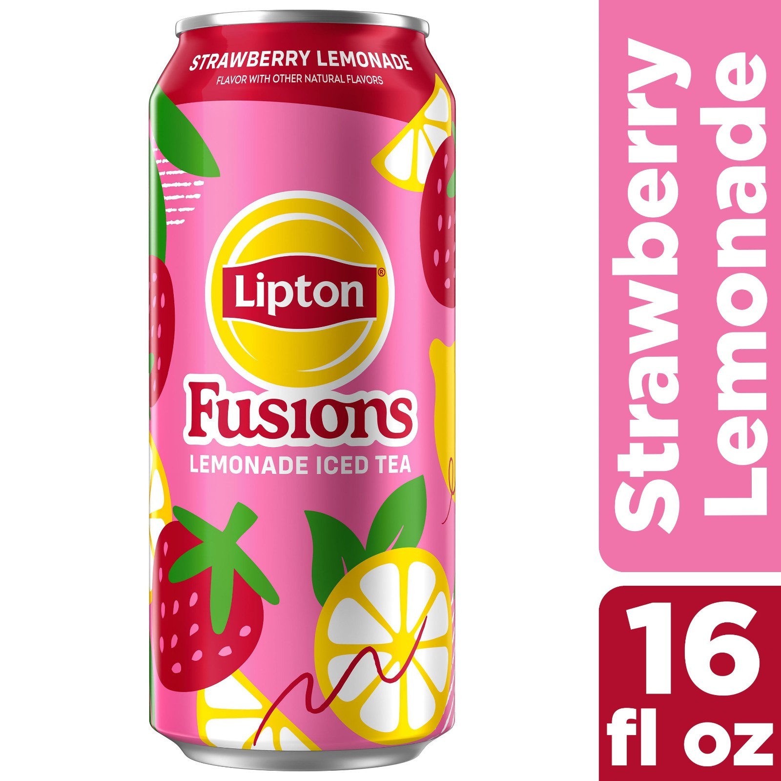 Lipton Fusions, Strawberry Lemonade & Iced Tea, 16 Fl Oz Cans (Pack of 12)