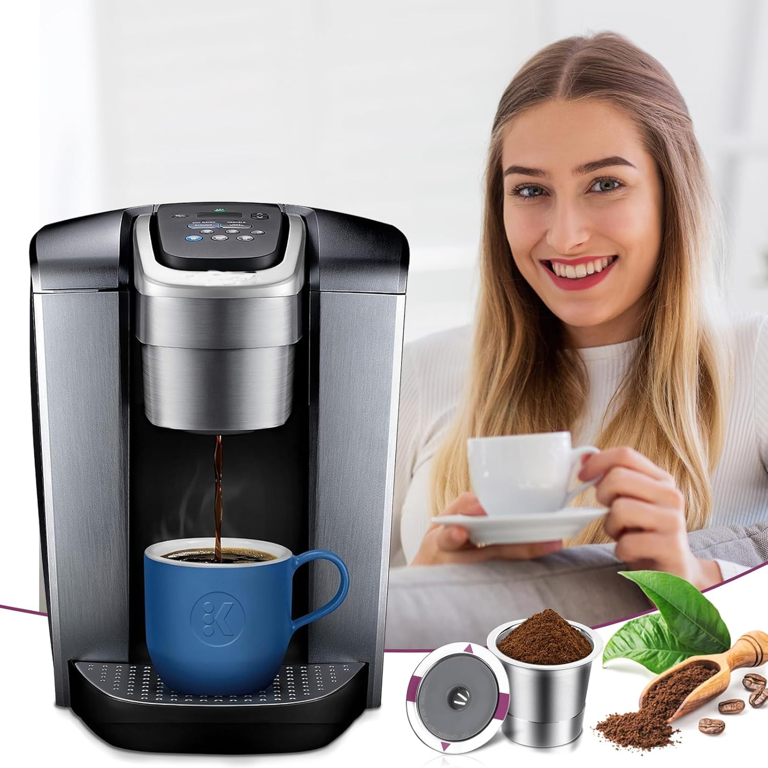 Reusable K Cups, Universal Stainless Steel Reusable Coffee Pods, Refillable Sing