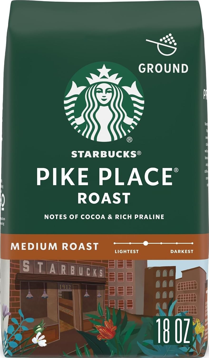 Starbucks Ground Coffee Pike Place Roast, 18 oz Bag