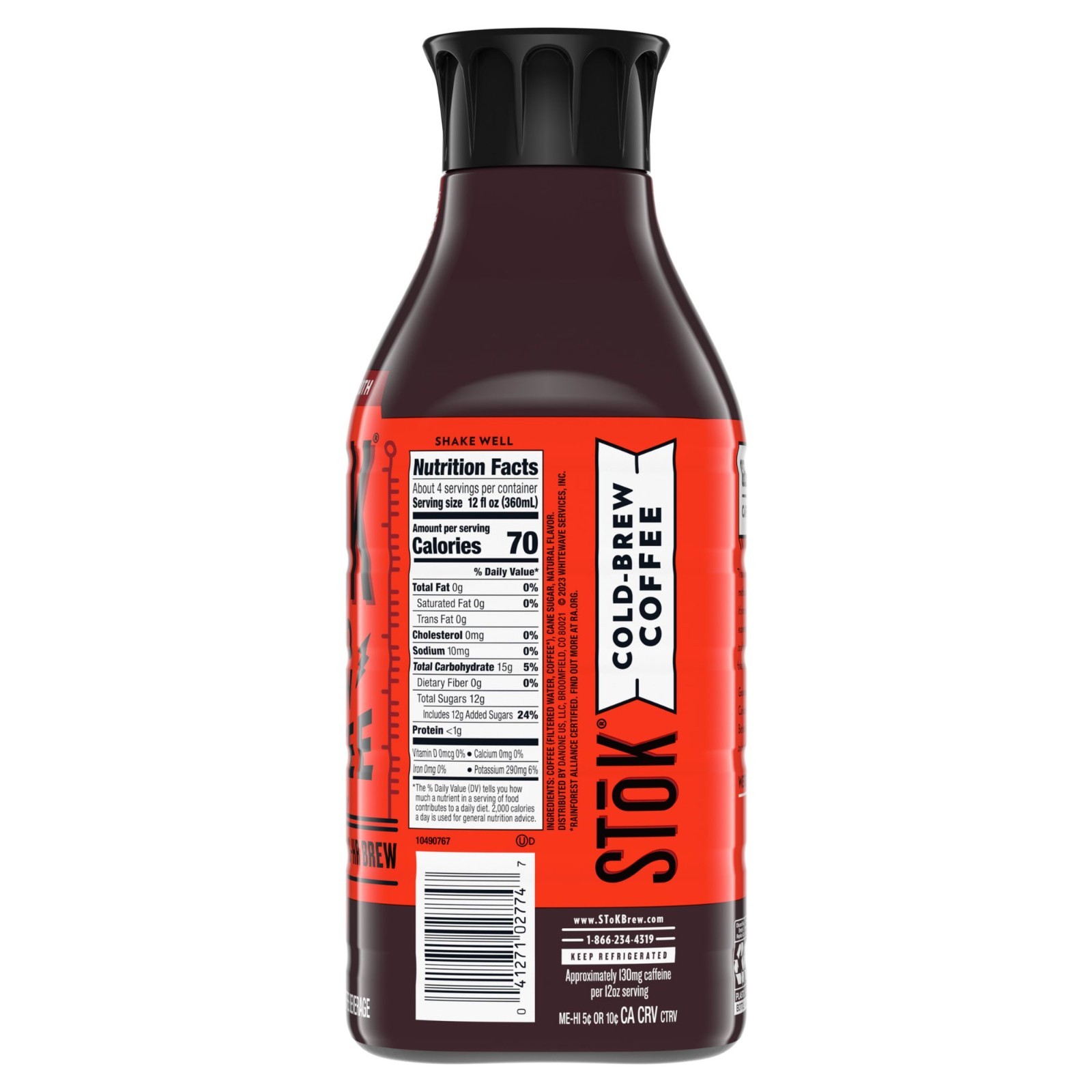 SToK Not Too Sweet Medium Roast Black Ready to Drink Cold Brew Coffee Bottle, 48