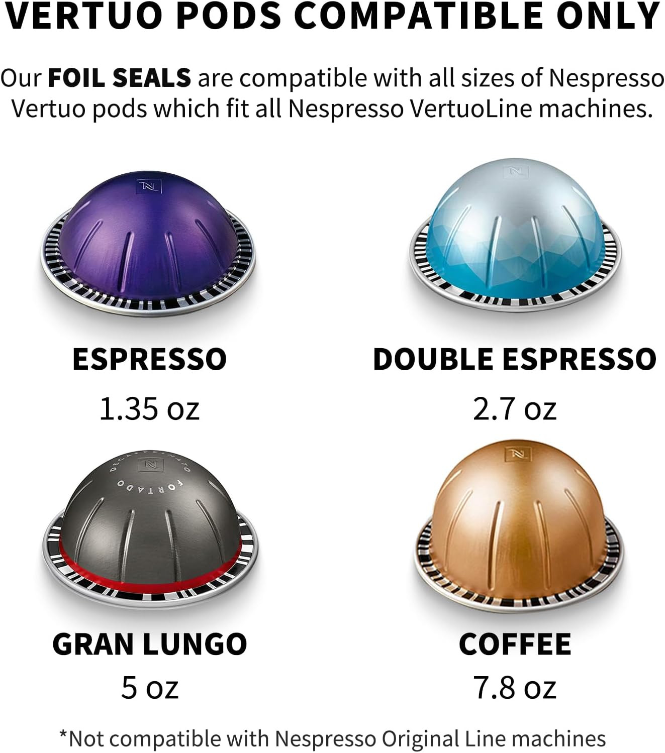 Universal Aluminum Foil Seal Lids for Nespresso Pods Vertuo, Compatible with Nes
