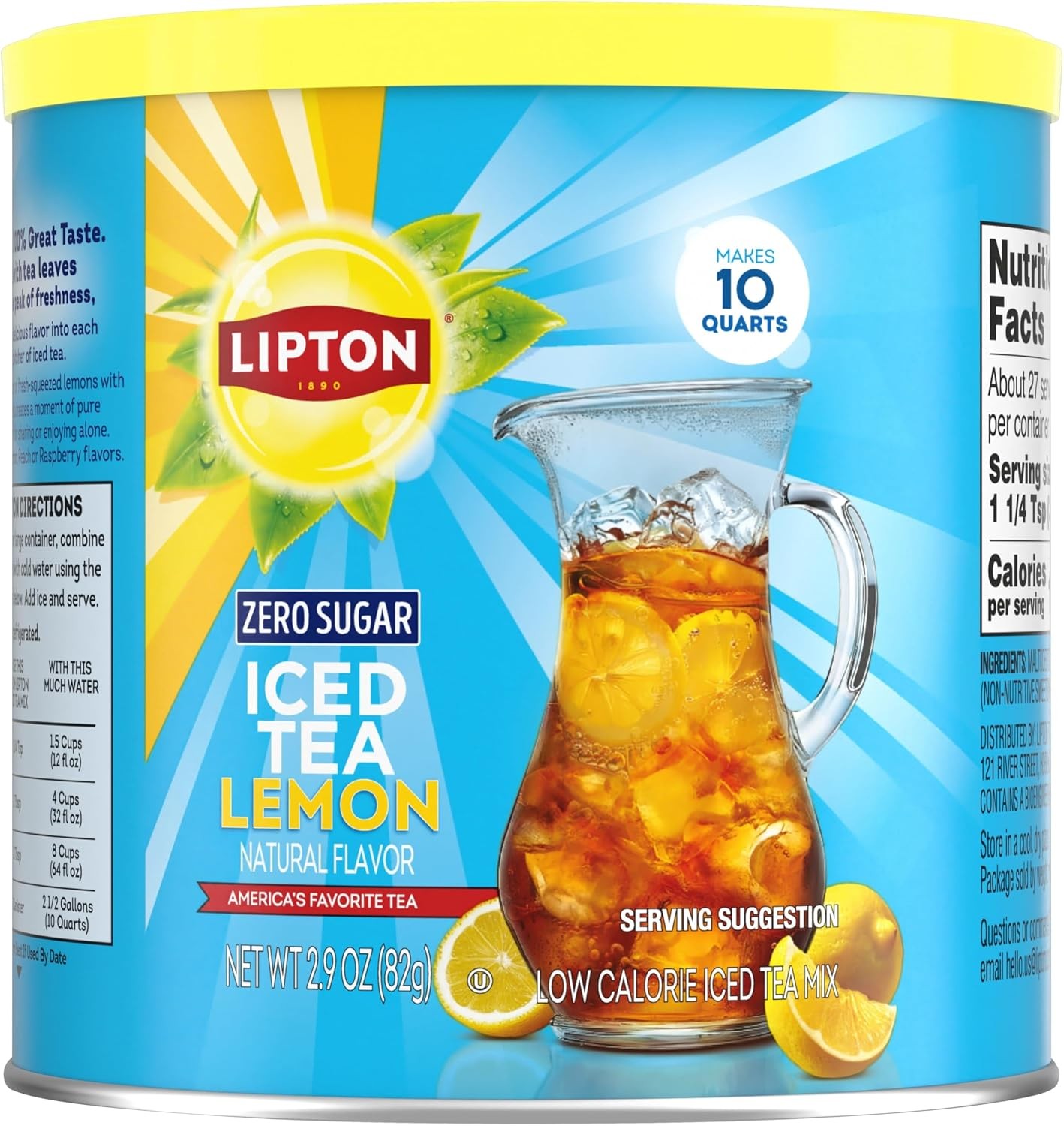 Diet Lemon Iced Tea Mix – Pack of 2, 10 Quarts Each (Total 20 Quarts) – Zero