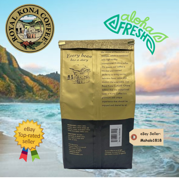 Vanilla Macadamia Nut Royal Kona 10% Kona Coffee 40 oz AP Ground 2.5lbs Fresh!