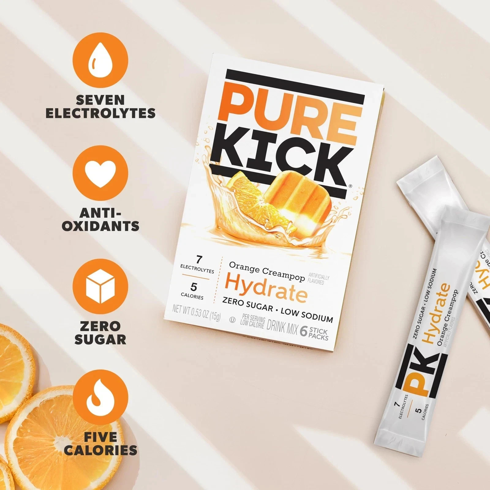 12x Pure Kick Hydrate Orange Creampop Drink Mix Enhancer Beverage