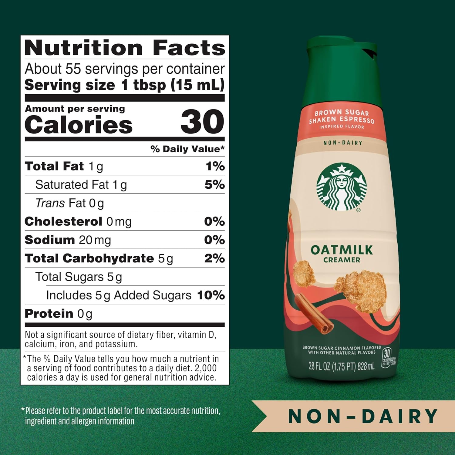 Starbucks Oatmilk Brown Sugar Cinnamon Coffee Creamer 28 fl oz Non-Dairy