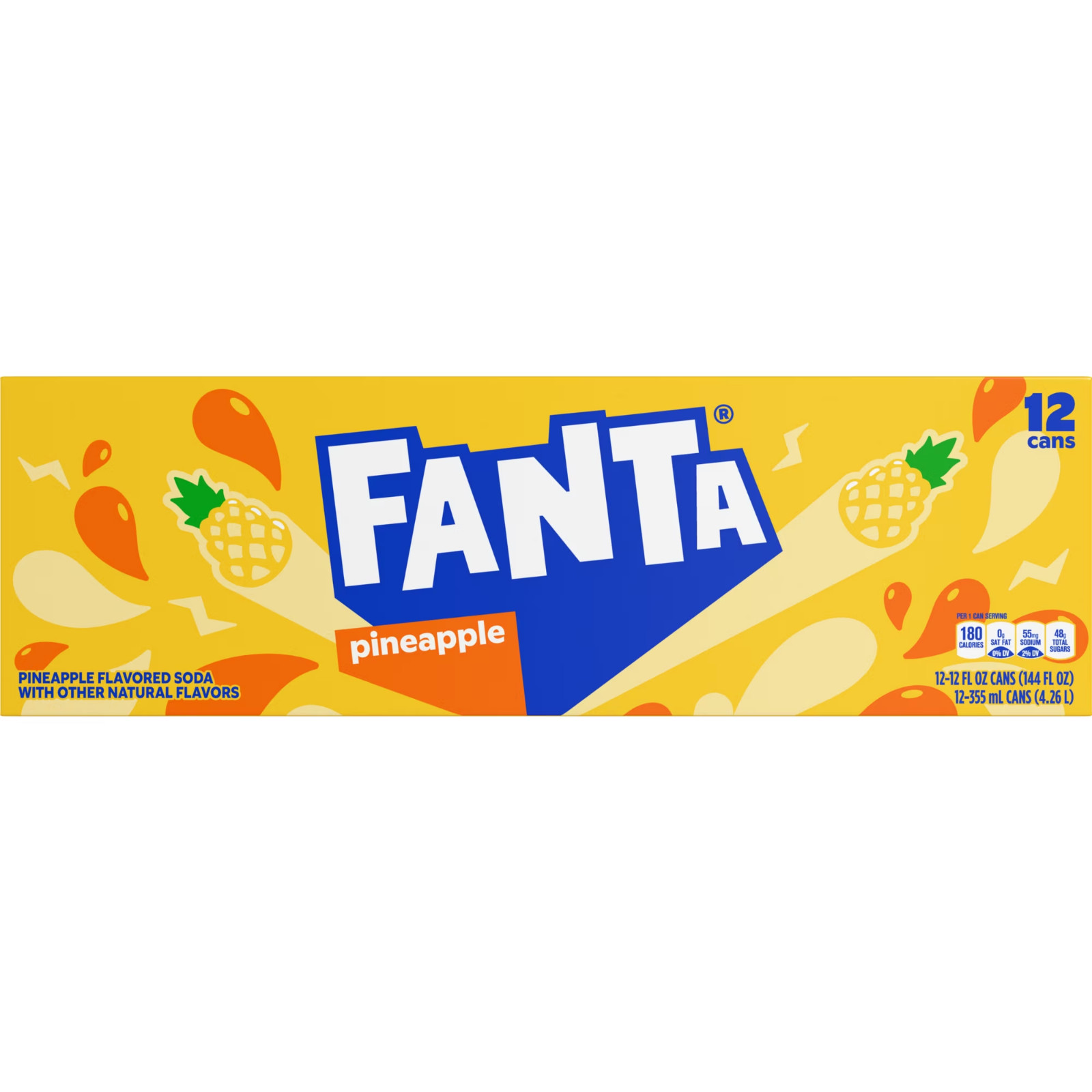 Fanta Pineapple Soda Pop Fridge Pack, 12 fl oz, 12 Pack Cans Free Shipping.