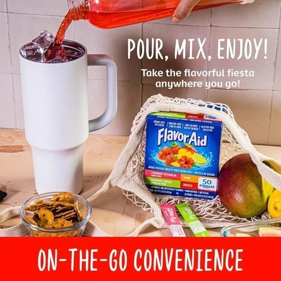 Flavor Aid Aguas Frescas Singles To Go Powdered Drink Mix Variety Pack 50 Count