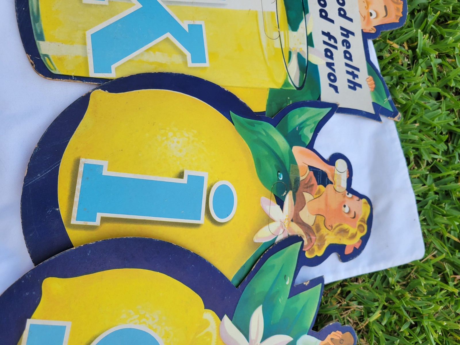 Sunkist DOUBLE SIDED Orange and Lemon 7 PC Set SODA POP