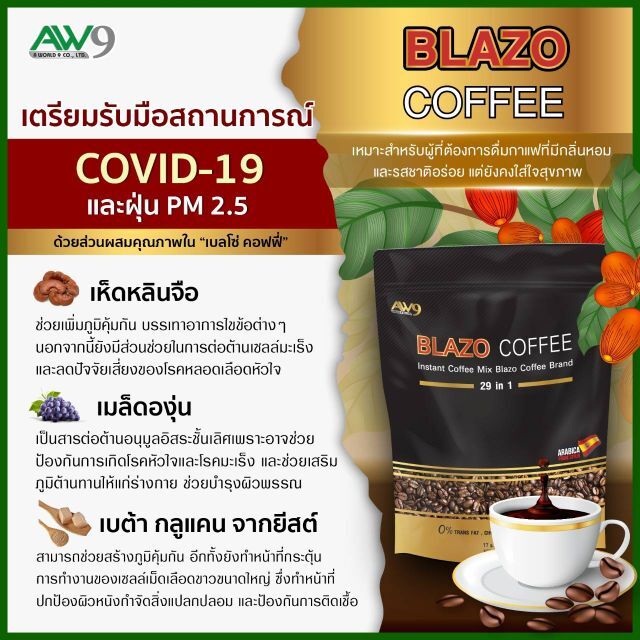 10x BLAZO COFFEE INSTANT MIX 29 in 1 Weight Management Low Fat Detox Diet