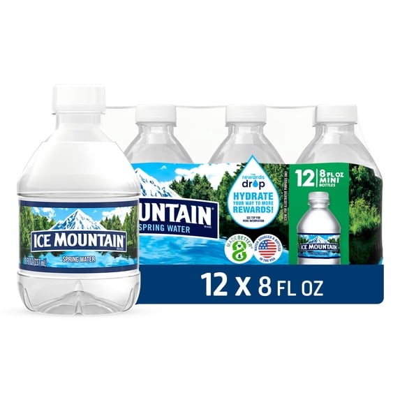 Ice Mountain Spring Water – 8 fl oz Mini Bottles (72 Total)